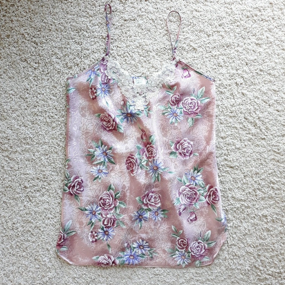 80s California Miss Floral Slip Dress Lingerie - Picture 1 of 8